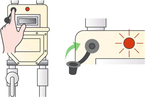 復帰ボタンを奥までしっかり押してから指を離す